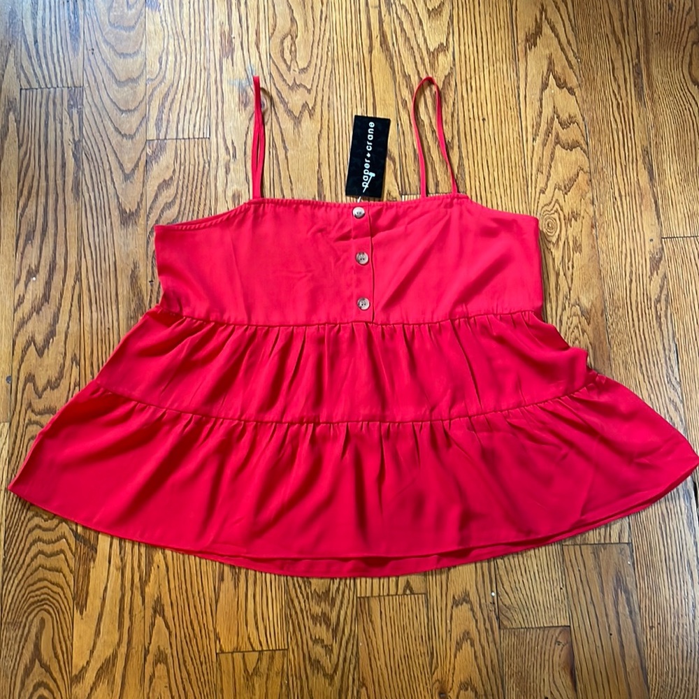 Paper Crane Women’s Sleeveless Blouse Spaghetti Strap Red Large New With Tags